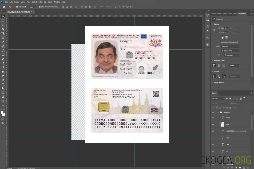 Carte d'identité de Lettonie, 2019-présent template Carte d'identité de Lettonie, 2019-présent template